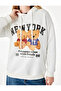 Three Threaded Ribbed Pocketed Teddy Bear Printed Hooded Sweatshirt - 3