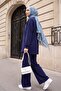 Oval Cut Slit Double Suit Set - Dark Blue - 3