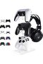 حامل تحكم عالمي بثلاث طبقات مع حامل سماعة رأس لأجهزة Xbox ONE و Switch و PS4 و PS5 والكمبيوتر الشخصي، للتحكم