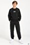 Black Boys' Striped Lettered Crew Neck Sweatshirt Set 24838 - 2