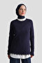Lace Knitwear Sweater Navy Blue - 4