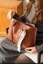 Detailed Large Size Women's Scarf Hand and Shoulder Bag in Brown - 3