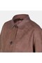 Women's Brown Shirt Collar Buttoned Oversize Suede Jacket - 5