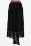 Women's Flocked Lace Fabric Long Skirt with Elastic Waist and Lined Design