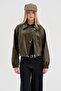 Women's Leather Khaki Color Premium Quality Lined Design Jacket