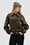Women's Leather Khaki Color Premium Quality Lined Design Jacket - 2