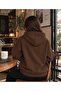 Women's Hooded Sweatshirt - Oversized Plain Patternless Two-Strand Hoodie with Kangaroo Pocket - 2