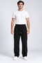 Men's Loose Fit Straight Leg Baggy Black Sweatpants with Pockets and Inner Ribbing - 3
