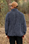 Men's Stand Collar Pocket Oversize Welsoft Fabric Fleece Zippered Smoked Jacket - 5