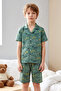 Patterned Boys' Single Jersey Cotton Pajama Set 260357 Green