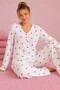 Waffle Knitted Long Sleeve V-Neck Women's Pajama Set