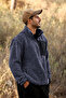 Men's Stand Collar Pocket Oversize Welsoft Fabric Fleece Zippered Smoked Jacket - 7