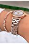 Rose Silver Color Steel Band Women's Wristwatch – Elegant Round Case Modern Stylish Design – Bracelet Gift - 3