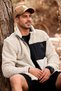 Men's Ecru Lamb Welsoft Fleece Jacket with Stand Collar and Zipper, Oversize - 7