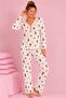 Waffle Knitted Long Sleeve V-Neck Women's Pajama Set - 2