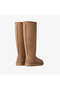 Women's Suede Outer Surface with Natural Wool Inside, Logo Embossed High-Tan Boots & Booties - 3