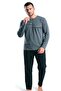 6152 Men's Long Sleeve Crew Neck Pajama Set - Gray