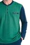 6142 Men's Long Sleeve Collared Buttoned Jacquard Pajama Set-Green - 2