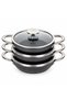 Alaz 6 Piece Cast Iron Pan Set with Glass Cover 18-20-22 cm Granite Pan Set - 4
