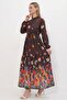 Bdart Buttoned and Belted Detail Crew Neck Maxi Dress - 2