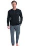 6146 Men's Long Sleeve Buttoned Collar Pajama Set-Black