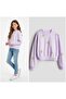 Girl's Lilac Smiley Printed Oversize Sweatshirt