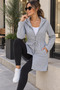 Women's Hooded Waist-Tie Pocket Zipper Three-Thread Long Jacket - 3