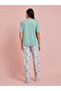 Multi-Color Solid T-Shirt And All Over Print Pants Pyjama Set - 5