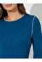 Navy Blue Knit Top With Overlock Seam - 4