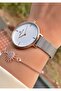 Rose Silver Color Steel Band Women's Wristwatch – Elegant Round Case Modern Stylish Design – Bracelet Gift - 3