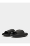 Black Textured Open Toe Slides - 2