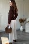 Short Brown Trench Coat with Buttons and Belt - 4