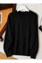 Thin Knitted Crew Neck Black Knitwear Sweater