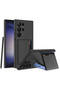 Galaxy S24 Ultra Artificial Leather Back Surface Silicone Case with Senk Card Holder - 3