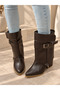 Dakota Brown Leather Belt-Detail Removable 6 cm Heel Women's Boots - 4