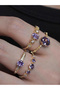 Golden Amethyst Sparkle Stackable Rings - 5