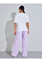 Multi-Color Printed T-Shirt With Checked Pants Pyjama Set - 5