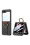 Galaxy Z Flip 6 Case with Camera Protection and Ring Carbon Design Omsy Flip Ring Phone Case