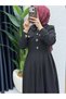 Women's Chic and Elegant Modest Black Dress - 2