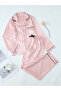 Pink Animal Jacquard Contrast Piping Shirt And Pants Pyjama Set