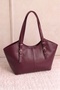 Women's Soft Leather Volume Hand and Shoulder Bag with Buckle, Plum Color