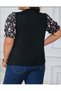Black Floral Short Sleeve Plus Size Top - 5
