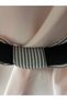 Handmade Black and White Color Striped Fiber Filled Fabric Crown Buckle with Knot Detail - 7
