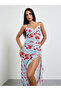 Blue Floral Printed Strappy Slip Dress With Thongs - 2