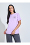 Lilac Bow Print T-Shirt And Grey Solid Wide Leg Pants Pyjama Set - 2