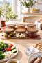 6-Piece 400 ml Glass Breakfast Set – Round Presentation Set with Acacia Lid and Acacia Wooden Tray