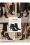 Baytuluk Bt-S8 Black Patent Leather Pointed Toe 8 cm High Heel Stiletto Women's Boots - 5