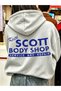 Unisex Gray Scott Body Shop Back Printed Hooded Sweatshirt Printed Premium Oversize T-Shirt
