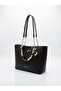 Women's Shoulder and Arm Bag with Chain and Scarf Detail - 5