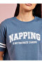 Blue Printed Short Sleeves T-Shirt And Solid Pants Pyjama Set - 3